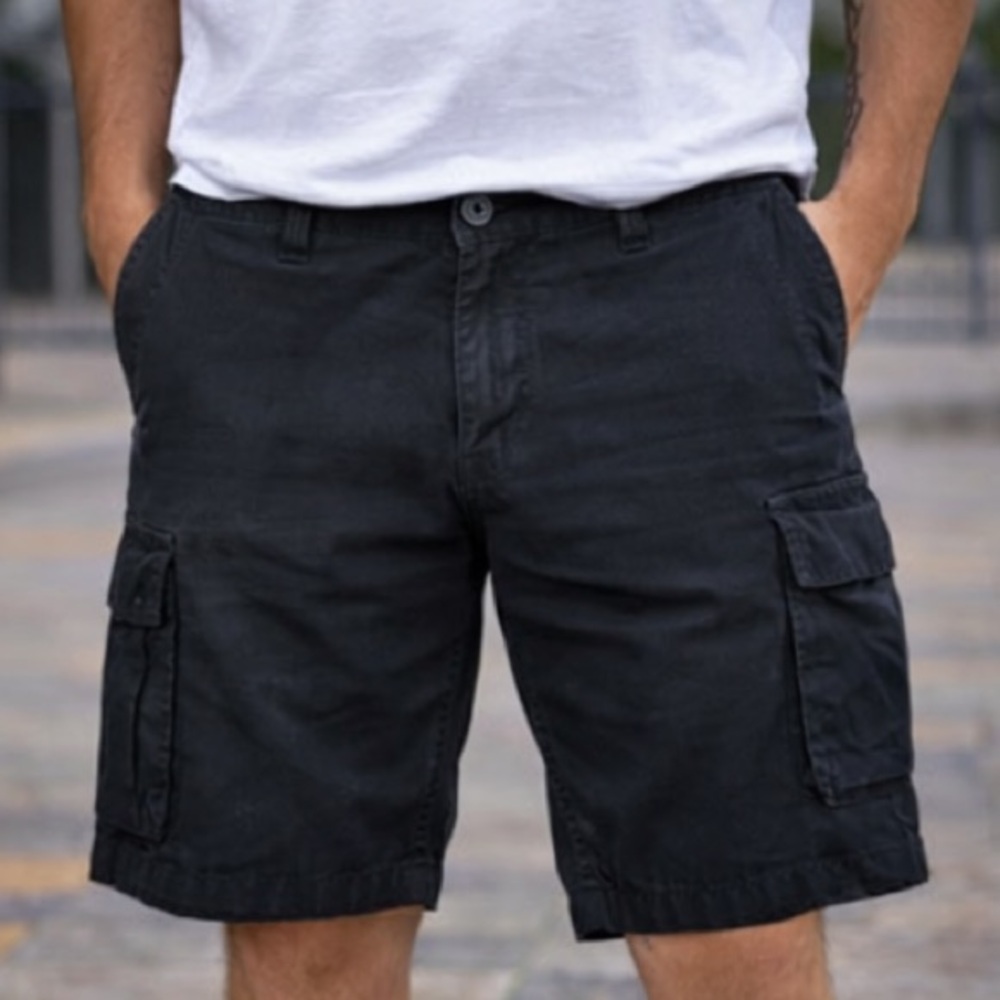 Men's‎ Black Cargo Shorts Size 36 Casual Multiple Pockets